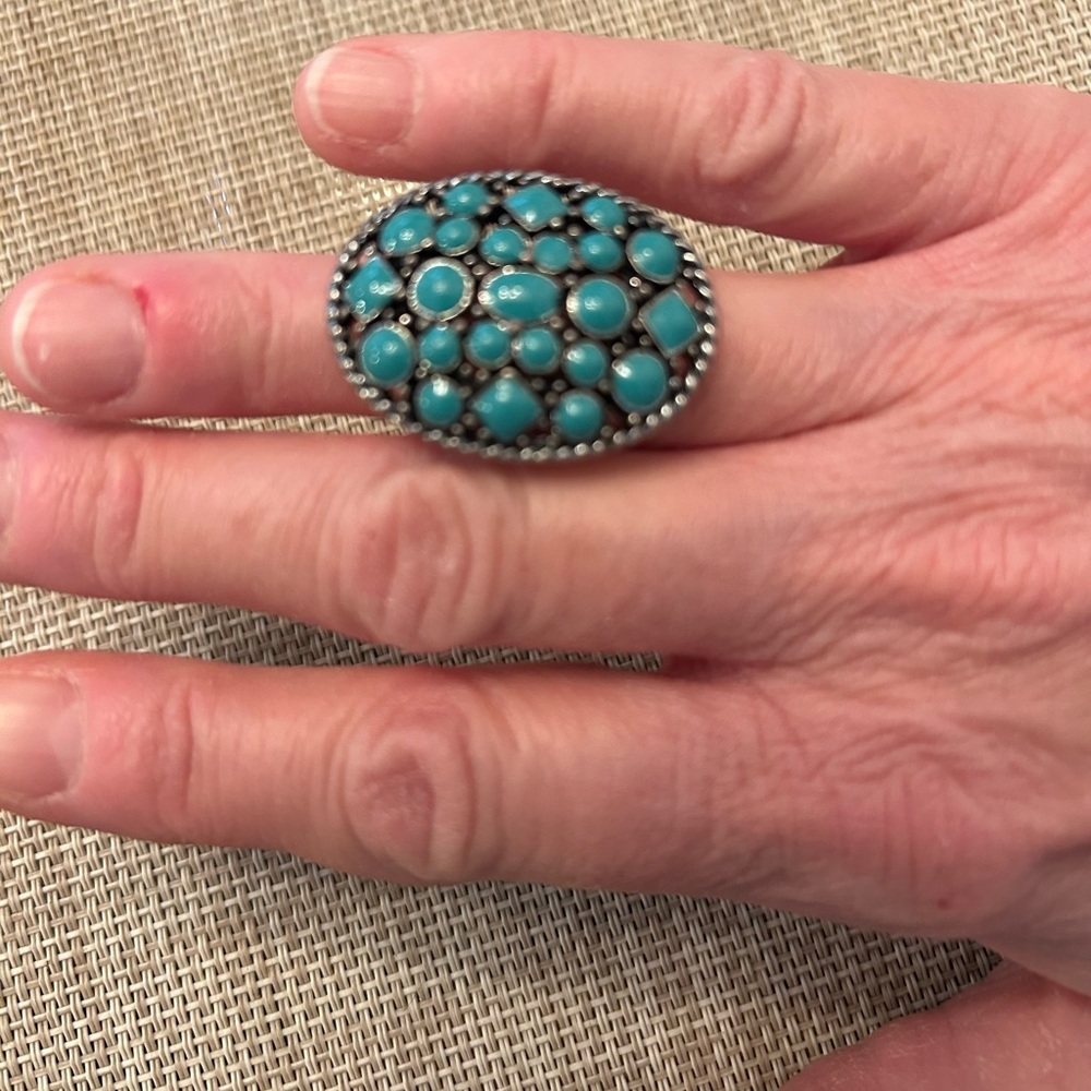 Source Unknown Teal Gemstone Ring - image 1